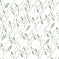 depicting wildflowers in monochrome, pastel colors. Seamless pattern